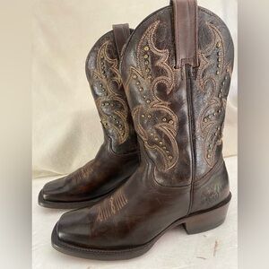 RW Women’s Leather Western Cowgirl Boots Size MEX 25.5 -USA 8.5.